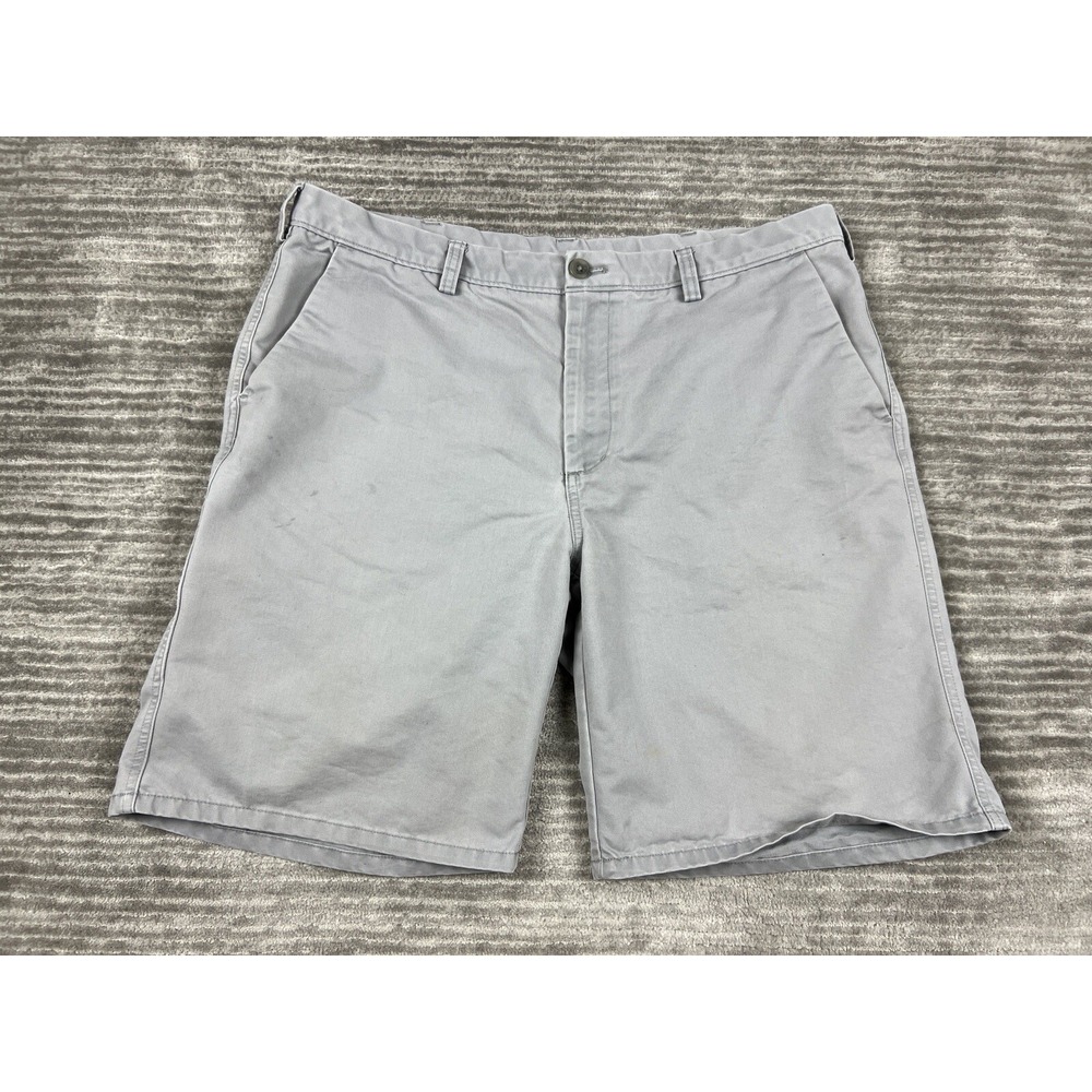 Haggar Shorts Mens 38 Gray Chino Flat Front Repreve Recycled Cotton Blend Casual